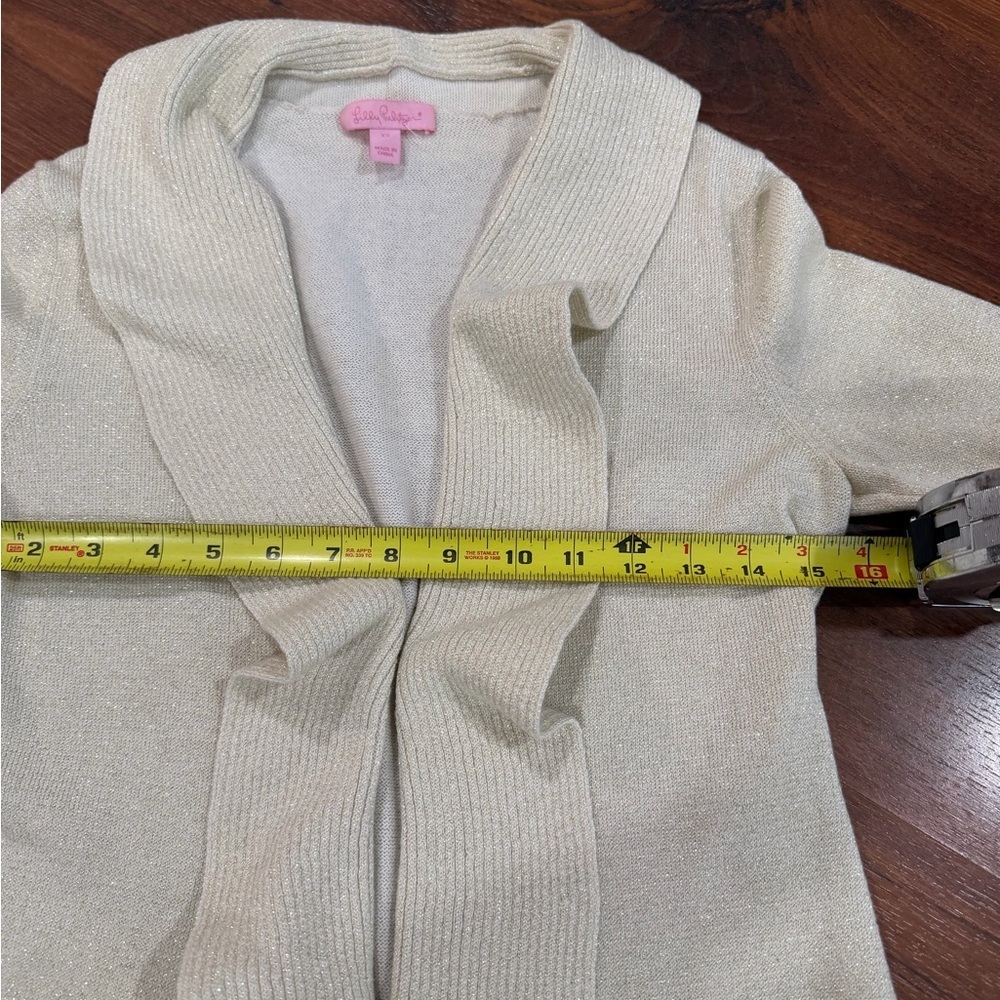 Lilly Pulitzer women's metallic open front cardigan Cashmere blend Sz XS beige - Picture 5 of 8